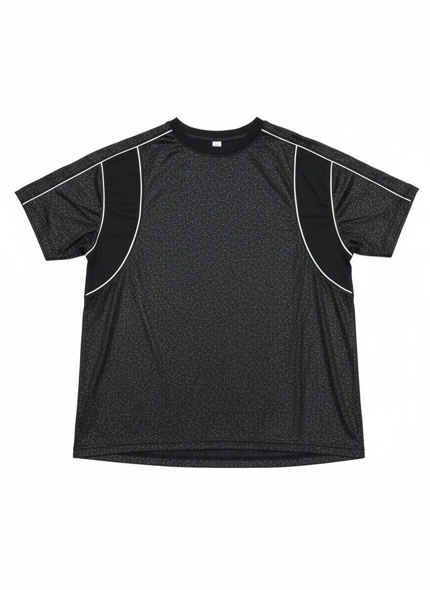 SUNEDGE Womens Shimmer Metallic Tee Sporty Contrast Piping with Mesh Side Panels 62/34/4