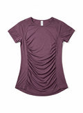 SUNEDGE Women's Ruched Activewear Tee Short Sleeve Slim Fit Yoga Top with Side Gathering 96/4