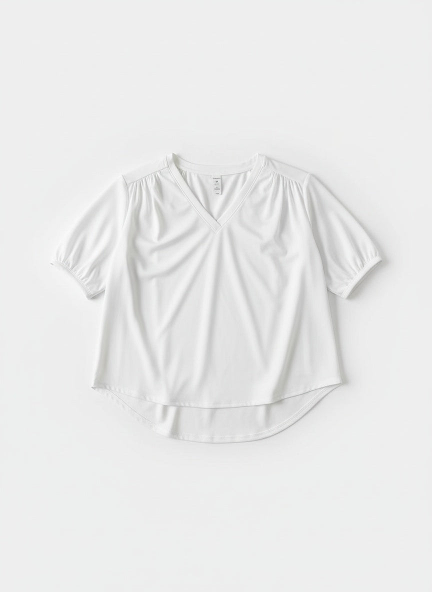 SUNEDGE Womens Summer Short Sleeve Shirts V-neck Loose Fit Business Casual Tops 88/12 White