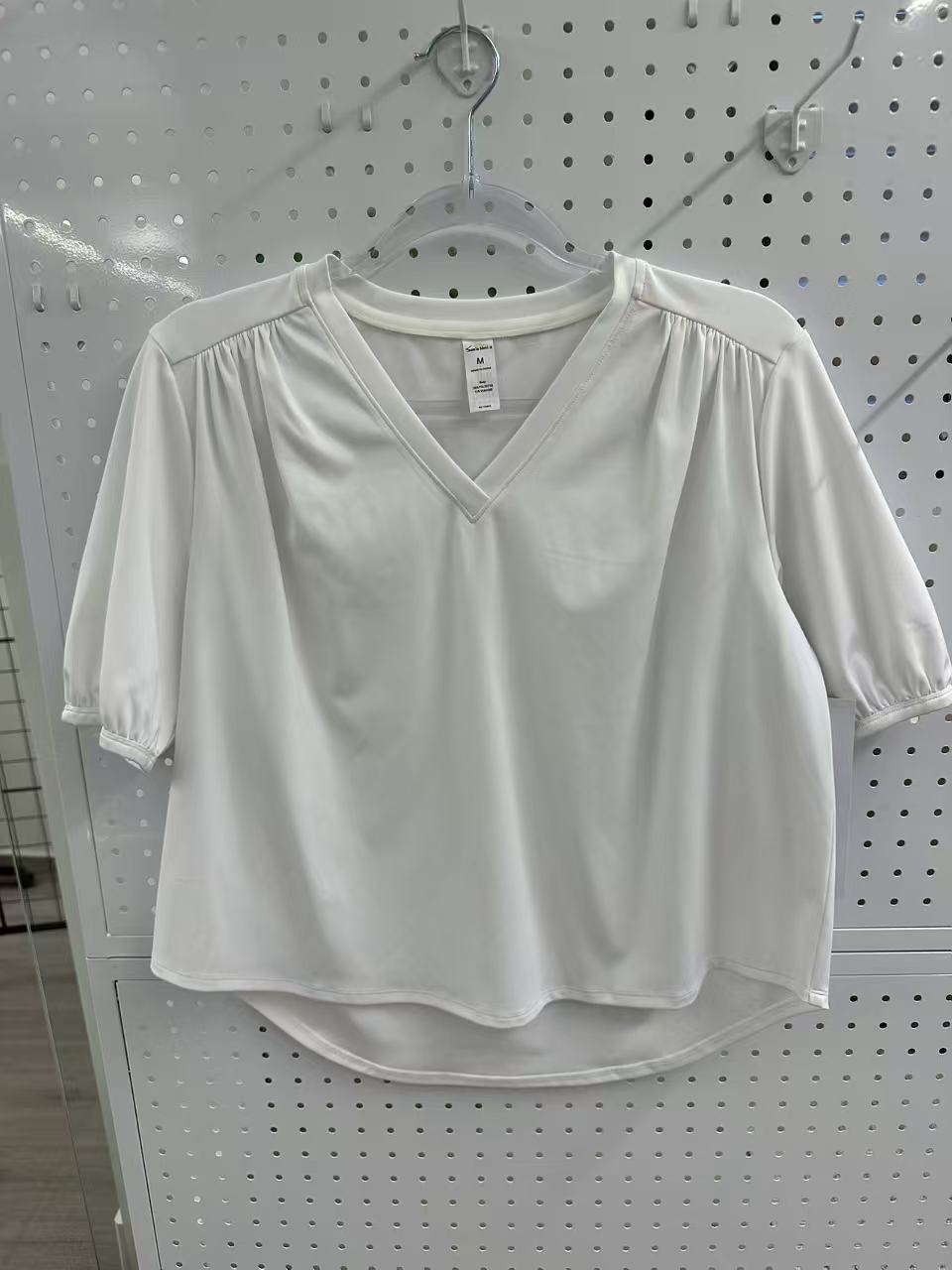 SUNEDGE Womens Summer Short Sleeve Shirts V-neck Loose Fit Business Casual Tops 88/12 White