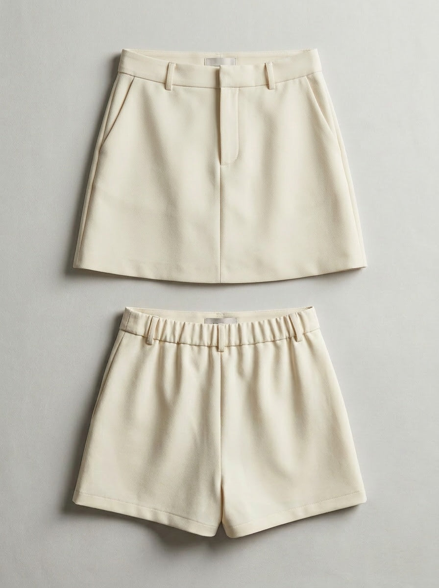 SUNEDGE Women’s Tailored Skort High Waisted Dressy Mini Skirt with Shorts and Elastic Back