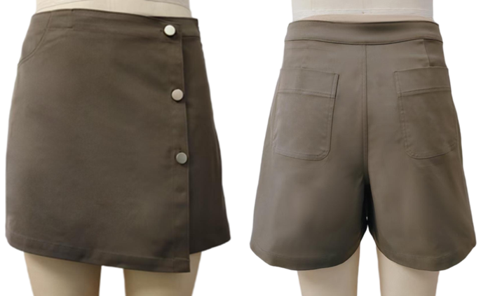 SUNEDGE Women’s Button-Front Skort Asymmetric Wrap Mini Skirt with Built-in Shorts and Pockets